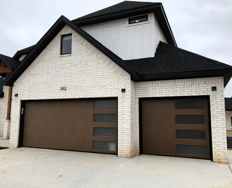 sleek wood residential garage door